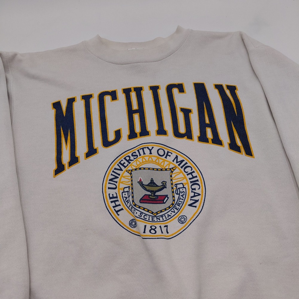 Vtg Galt Sand University of Michigan Sweatshirt Mens S White USA College